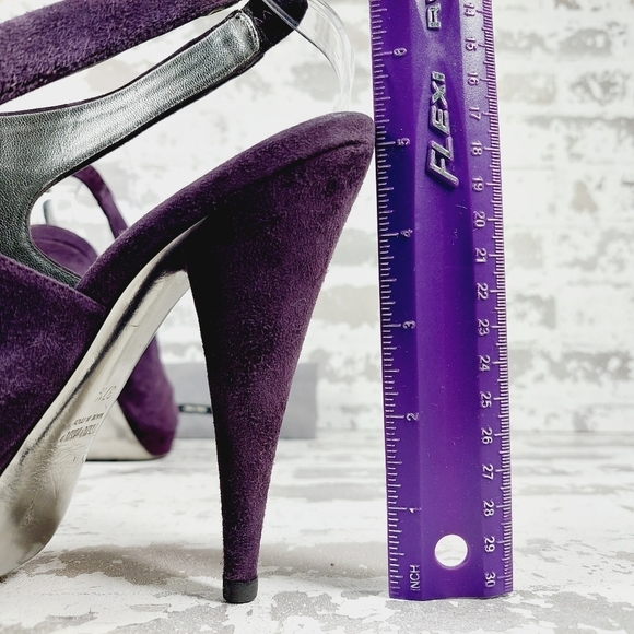 Miu Miu Purple Plum Suede Peep Roe Slingback Platform Sandals O82 - Picture 10 of 13